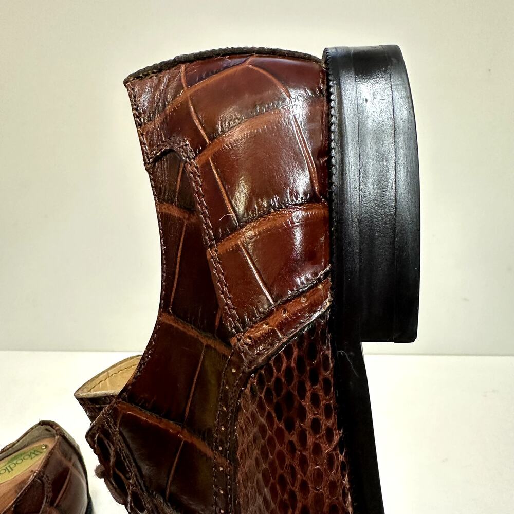 X EUC Stacy Adams Brown Snakeskin Cap Toe Derby Exotic Men's 10.5 D - Picture 12 of 12
